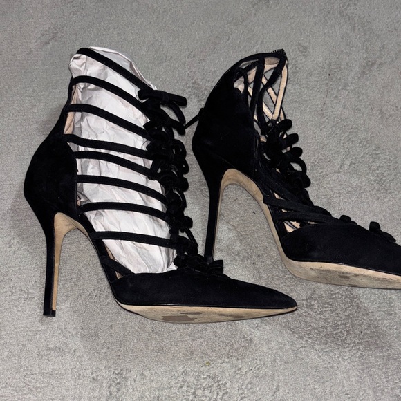 Oscar de la renta black suede bow treated heels - Picture 4 of 8